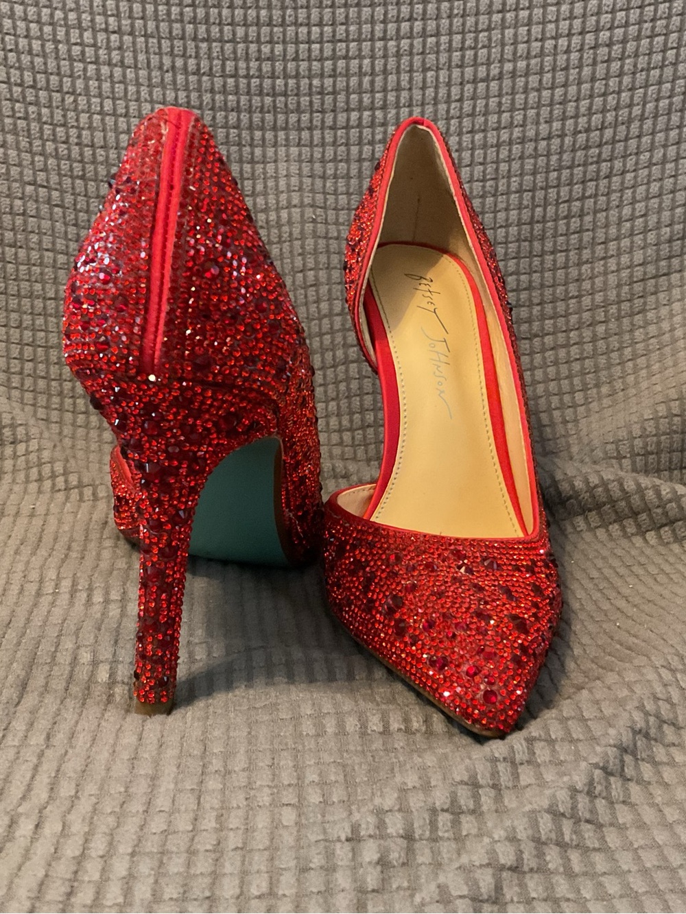 Betsey Johnson Red Crystal Pointed D'Orsay Pumps - Picture 6 of 8
